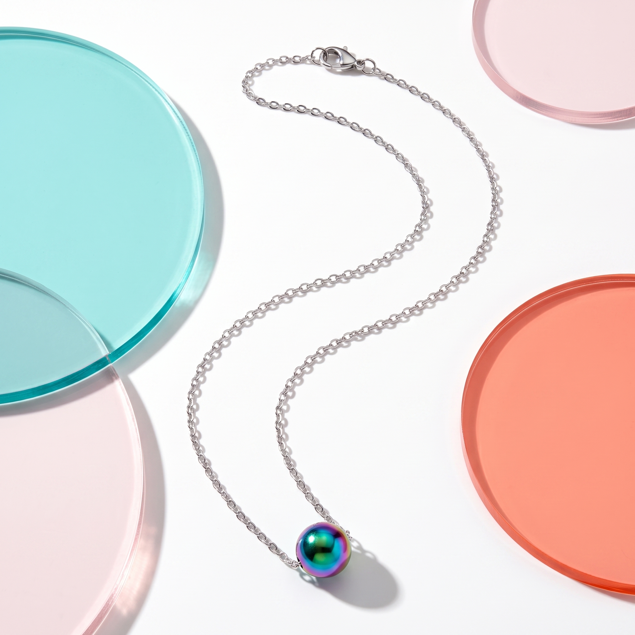 Iridescent Bubble Bead Necklace — marketing photo 12