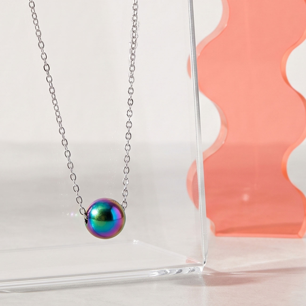 Iridescent Bubble Bead Necklace — marketing photo 5