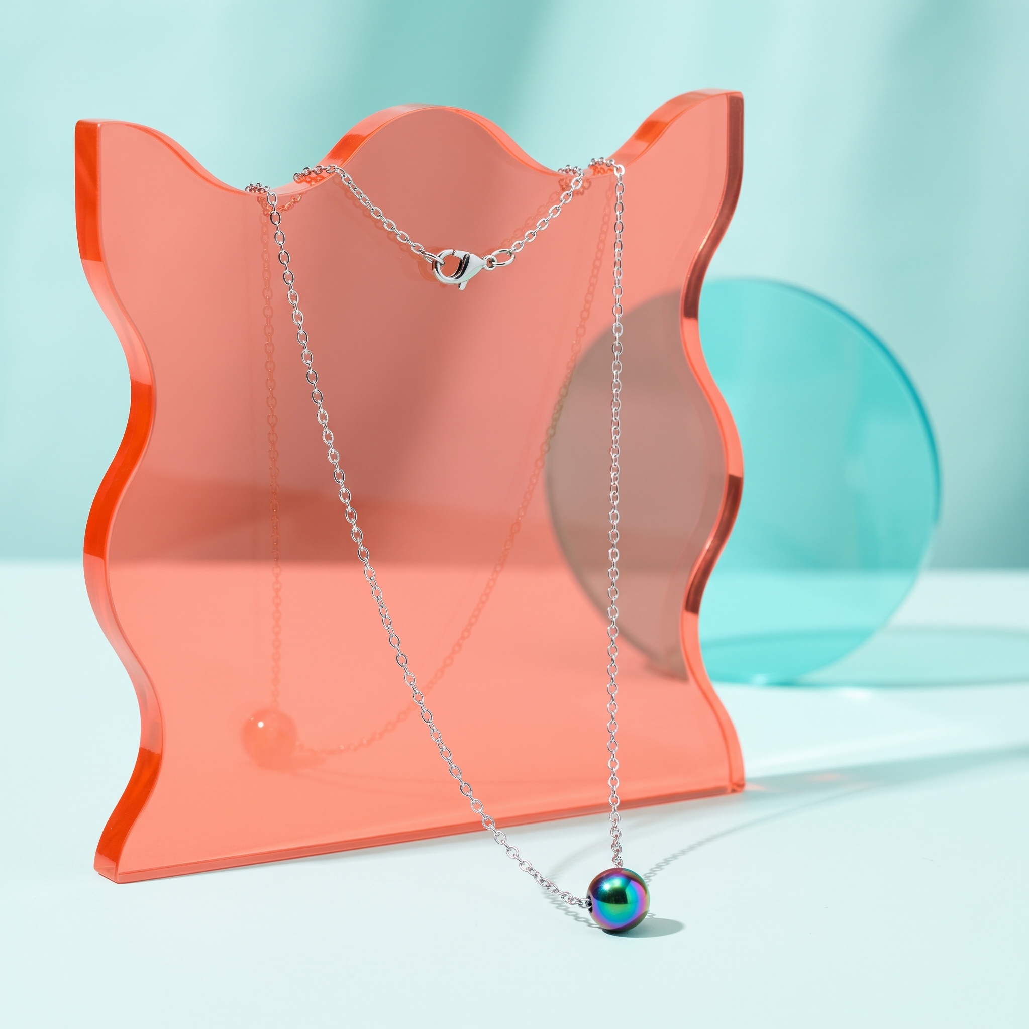 Iridescent Bubble Bead Necklace — marketing photo 13