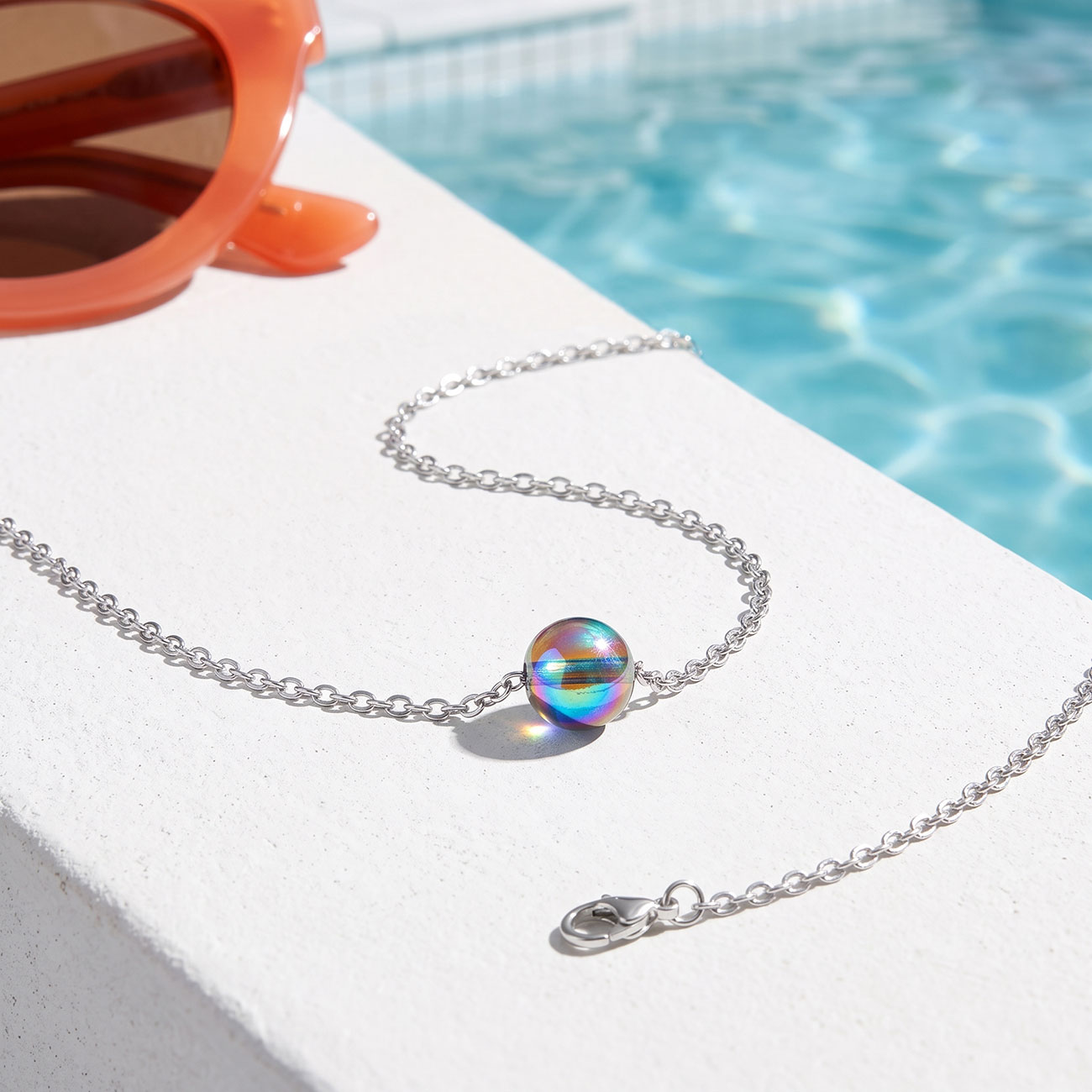 Iridescent Bubble Bead Necklace — marketing photo 20