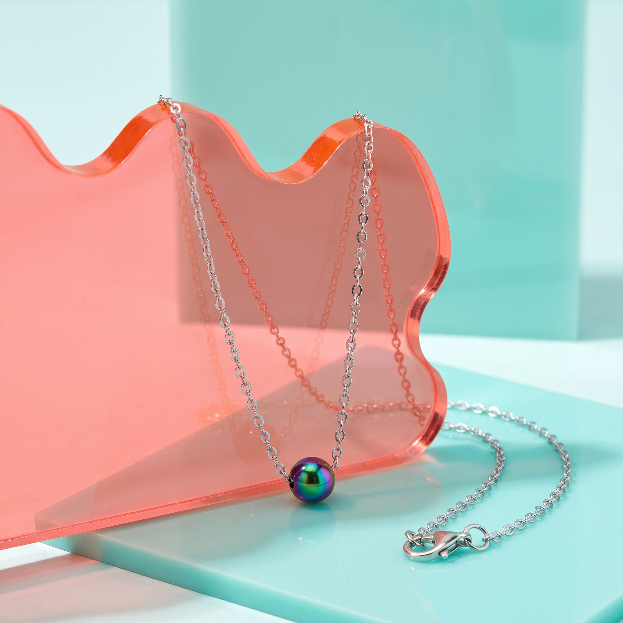 Iridescent Bubble Bead Necklace — marketing photo 17