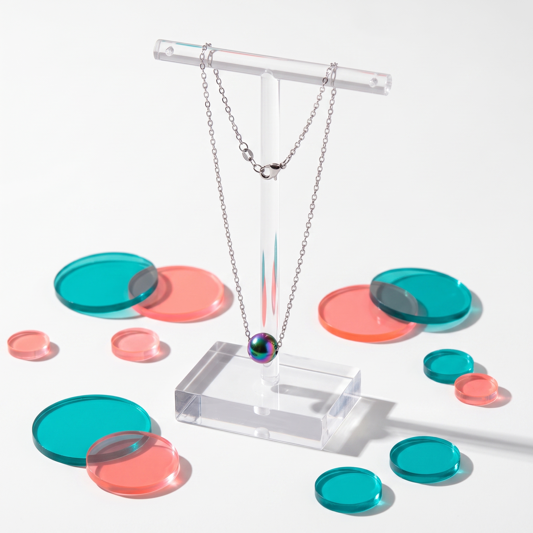 Iridescent Bubble Bead Necklace — marketing photo 7