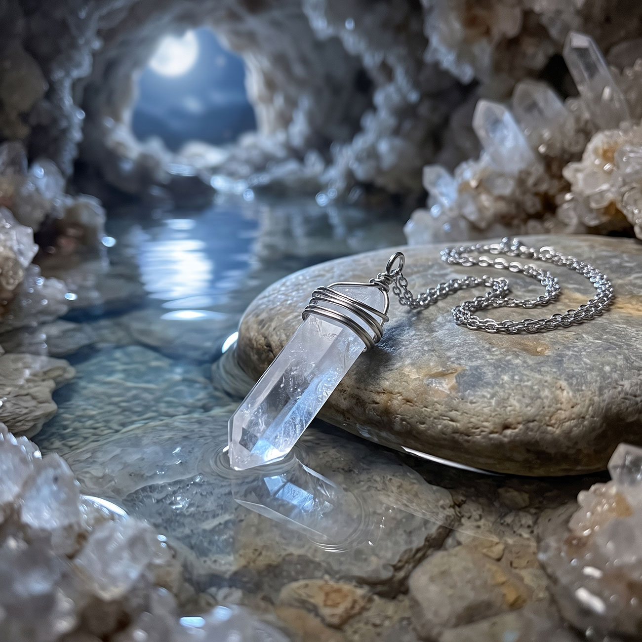 Clear Crystal Necklace, marketing photo 10