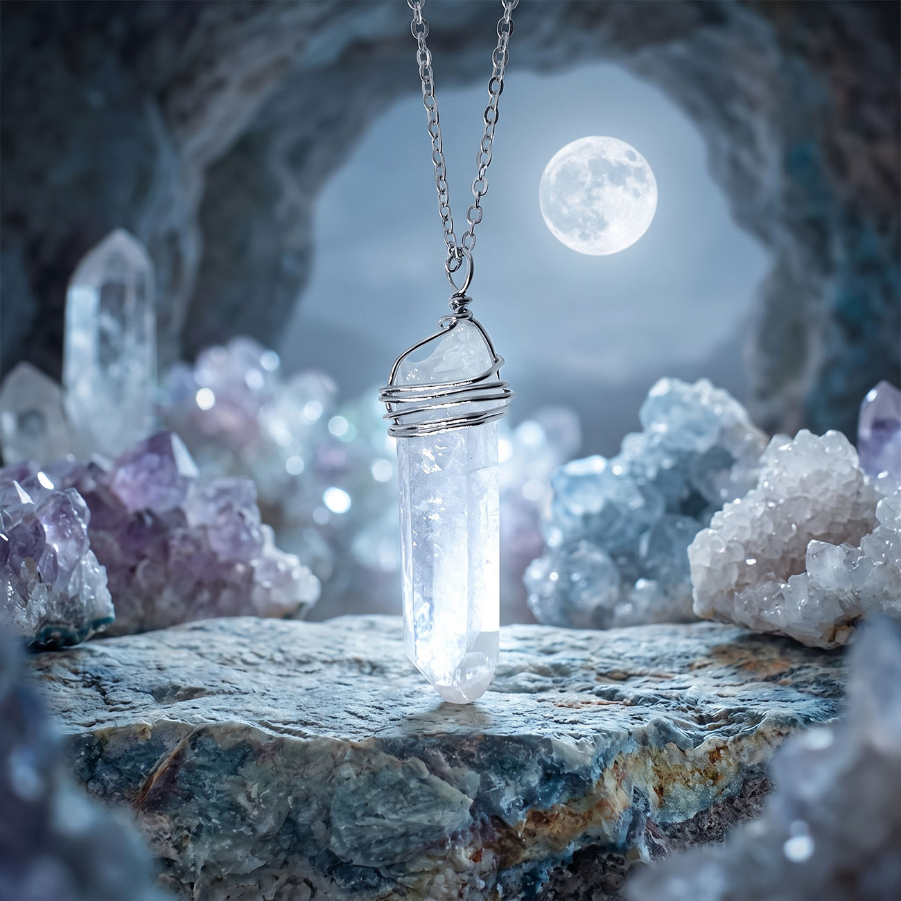 Clear Crystal Necklace, marketing photo 9