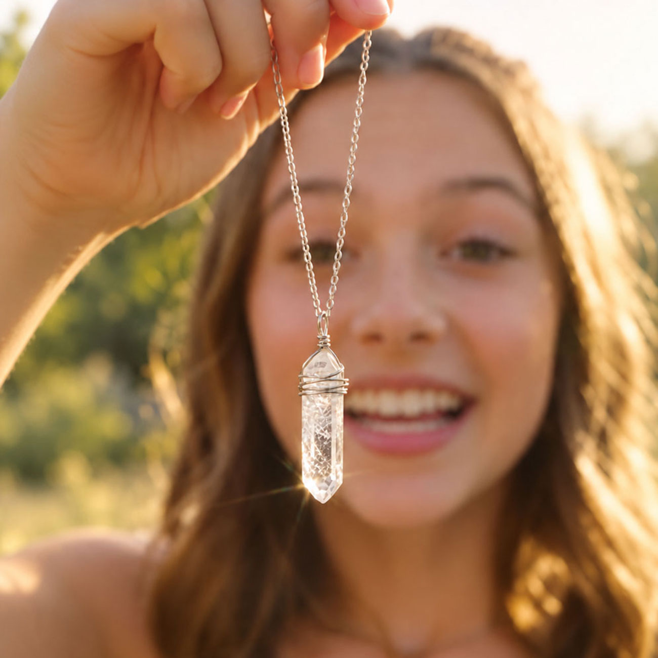 Clear Crystal Necklace, marketing photo 1