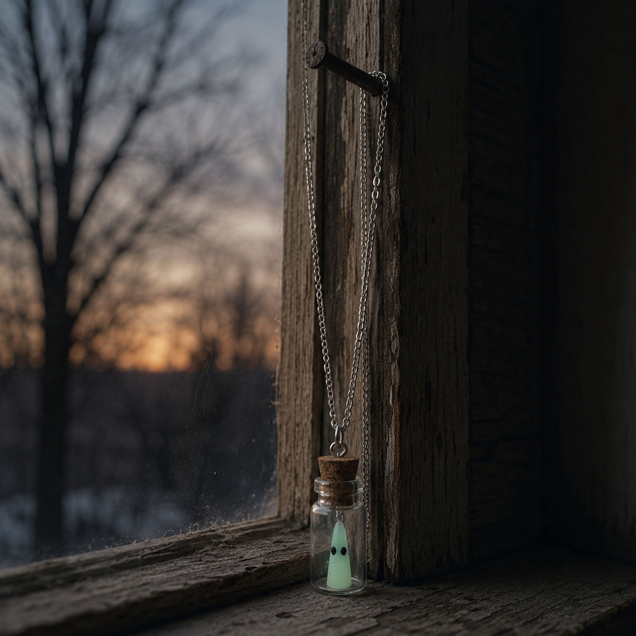 Glow in the Dark Ghost Bottle Necklace — marketing