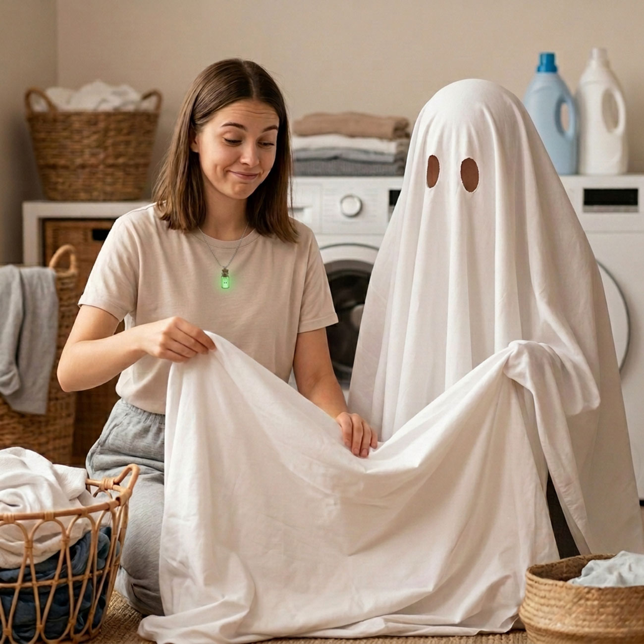 Glow in the Dark Ghost Bottle Necklace — marketing