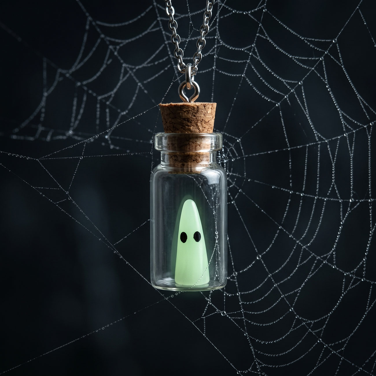 Glow in the Dark Ghost Bottle Necklace — marketing