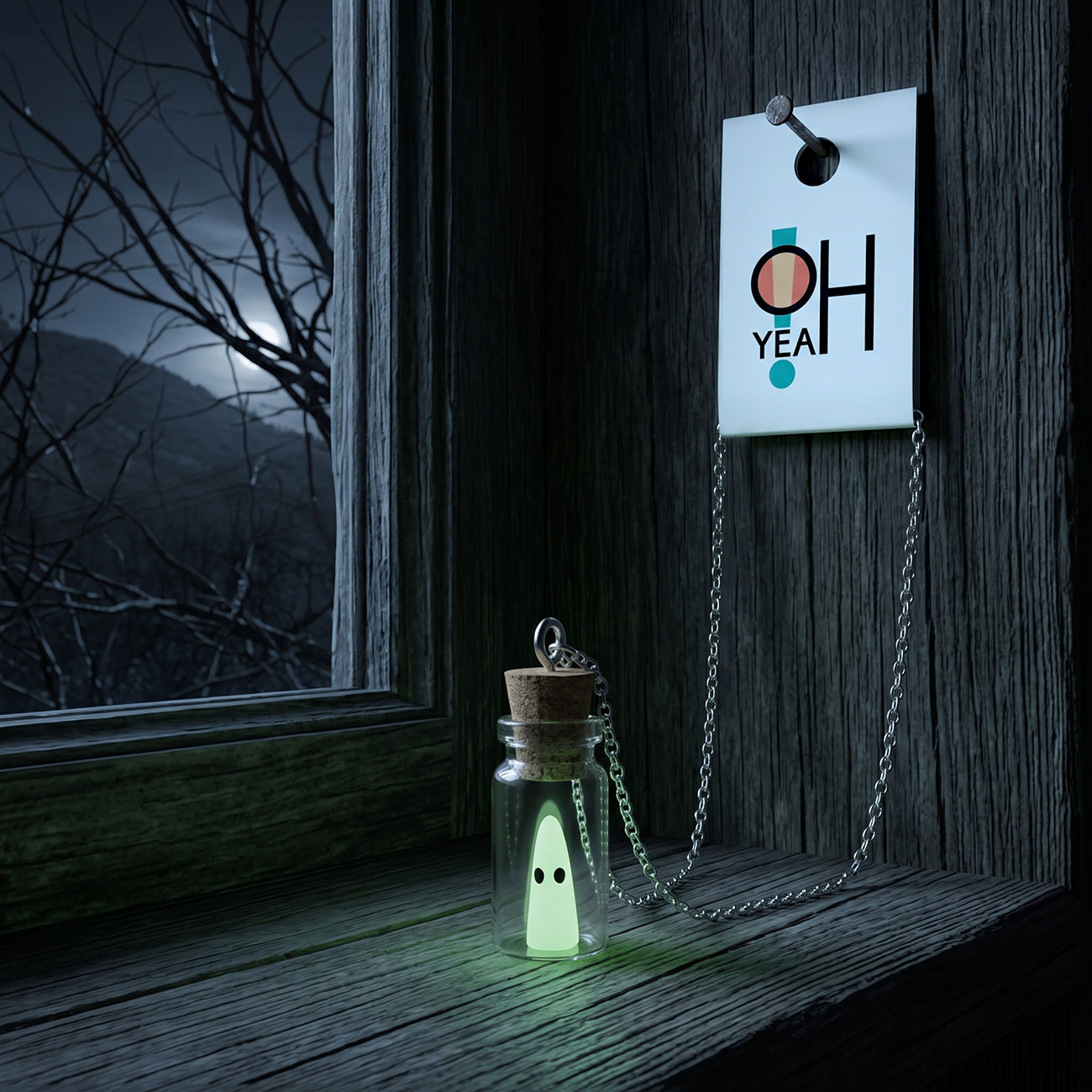 Glow in the Dark Ghost Bottle Necklace — marketing
