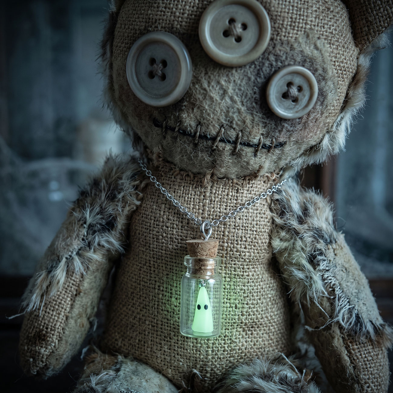 Glow in the Dark Ghost Bottle Necklace — marketing