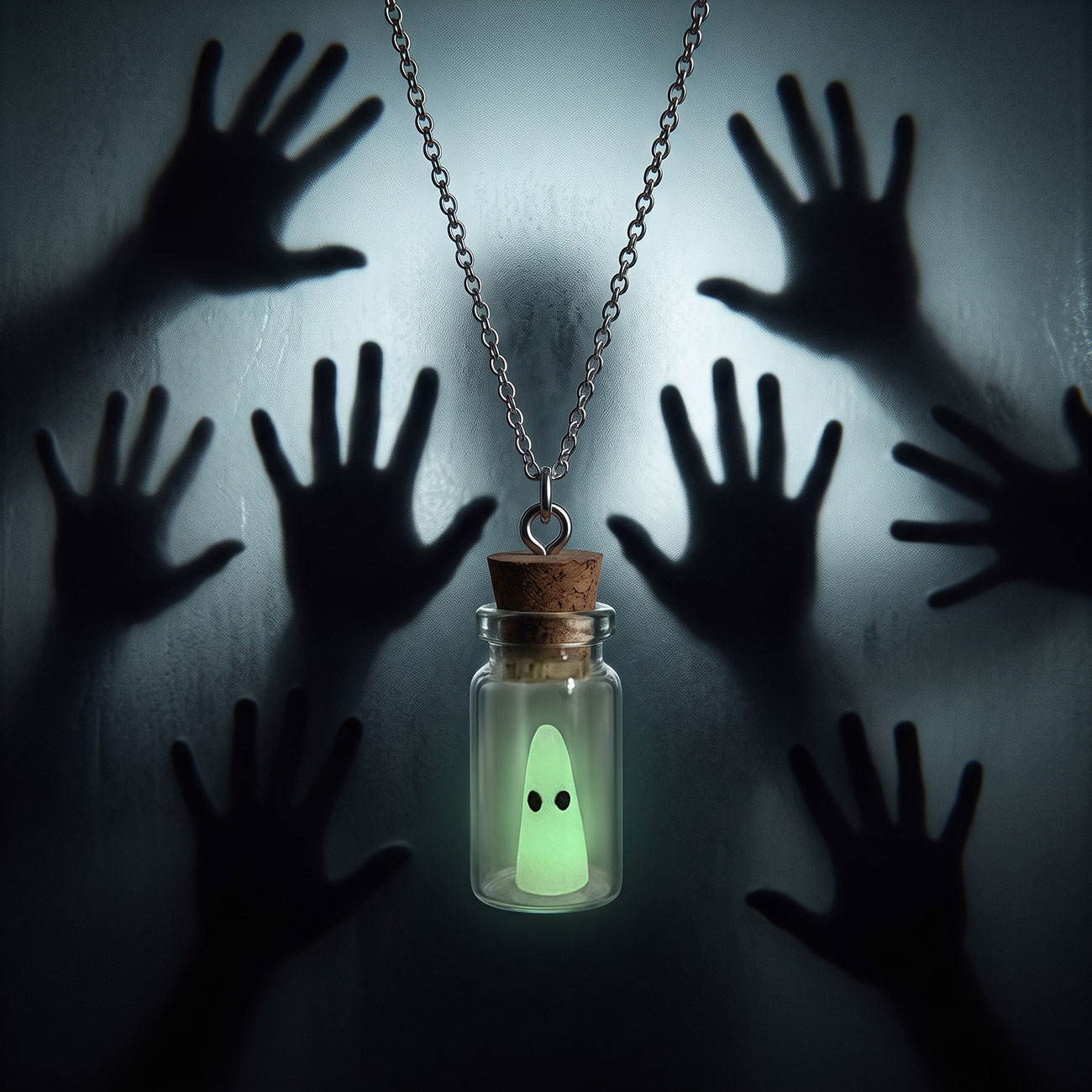 Glow in the Dark Ghost Bottle Necklace — marketing