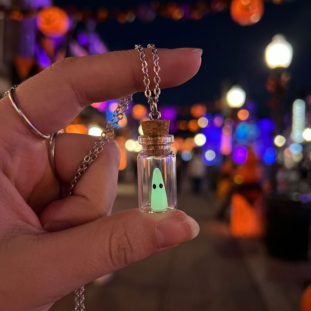 Glow in the Dark Ghost Bottle Necklace — marketing