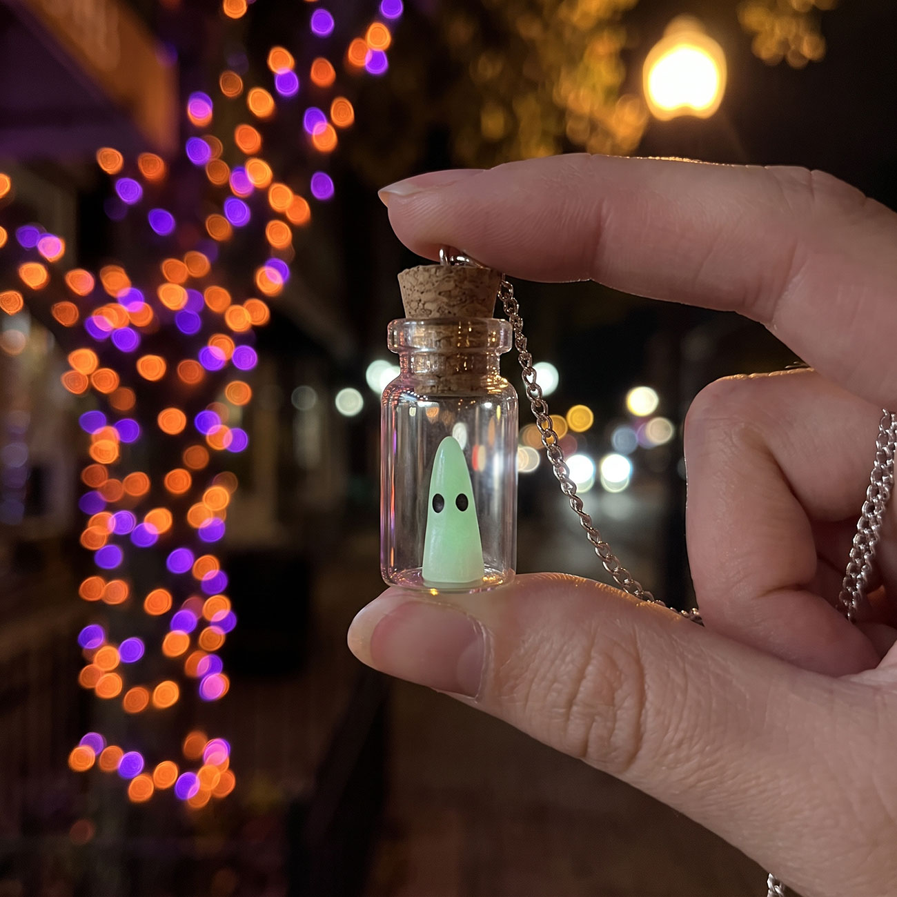 Glow in the Dark Ghost Bottle Necklace — marketing