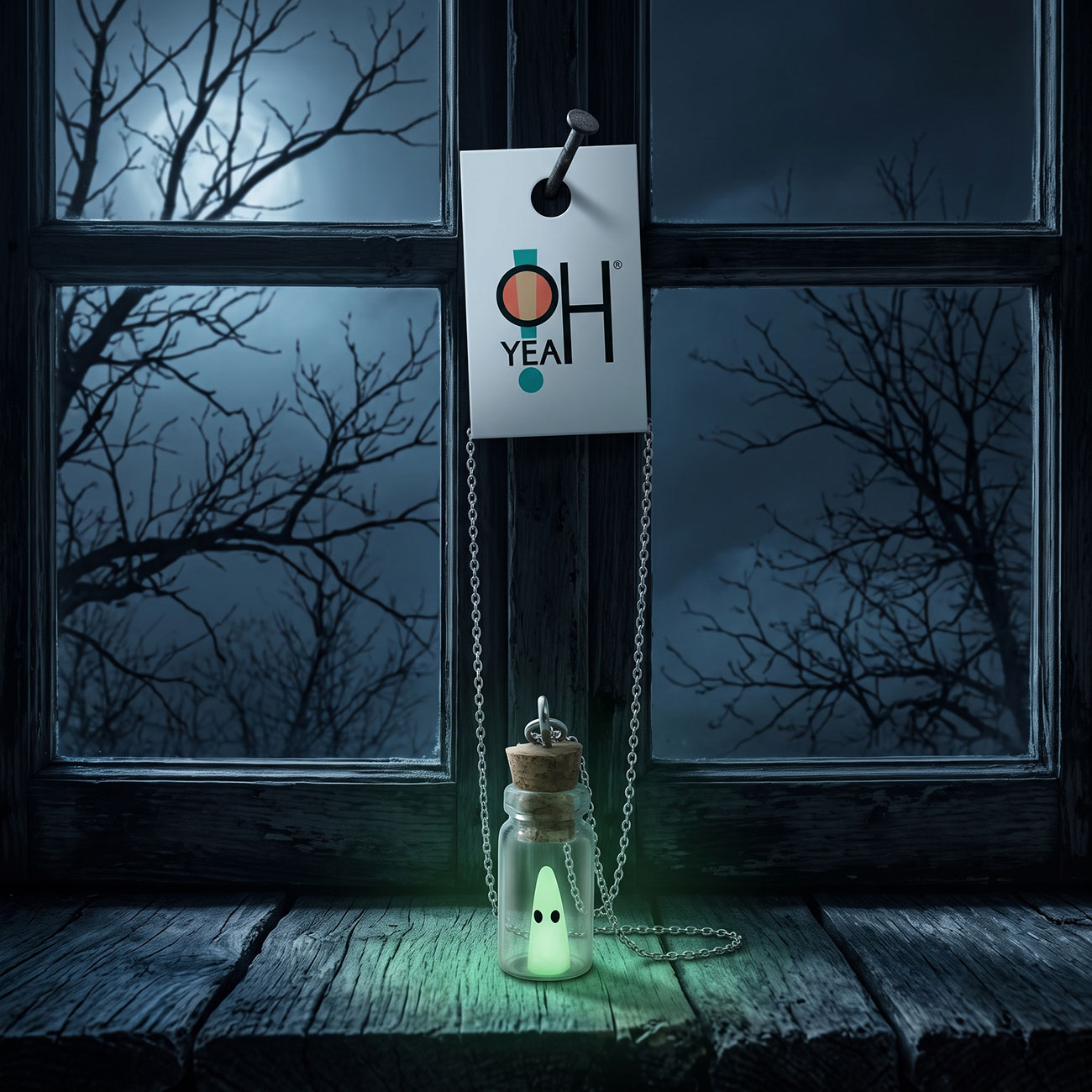 Glow in the Dark Ghost Bottle Necklace — marketing