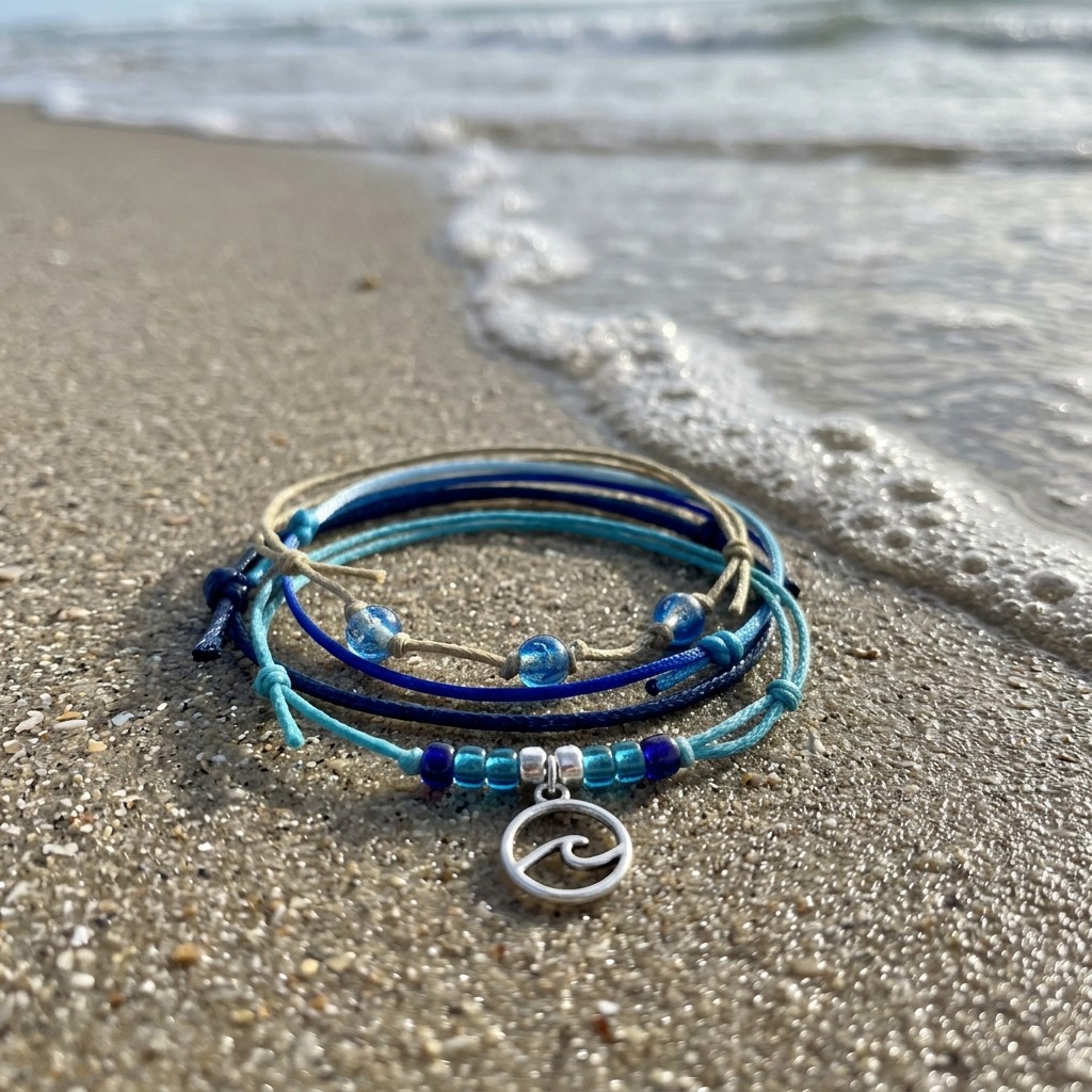 Your beach days deserve a little wave action with this blue and beige Wave Bracelet Style Pack