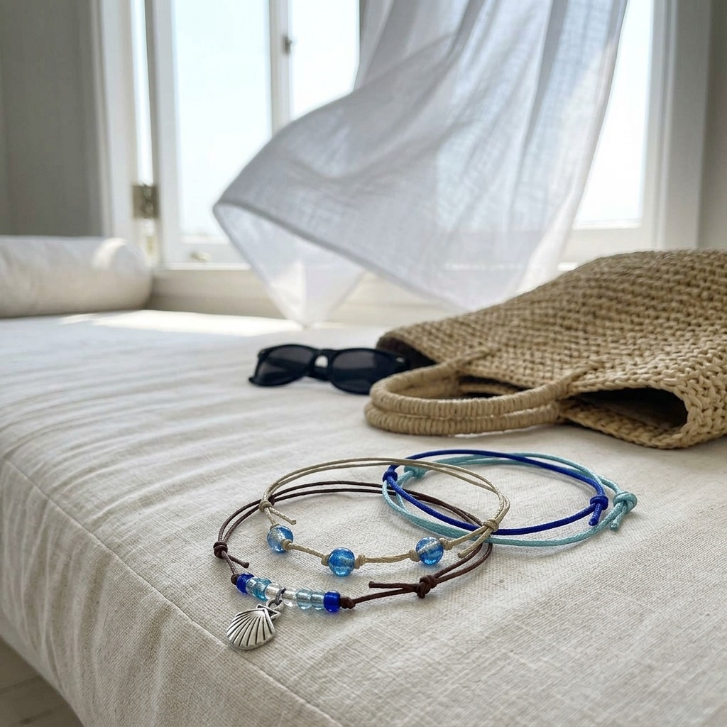 Your beach vacation look gets a splash of personality with this Seashell Bracelet Style Pack