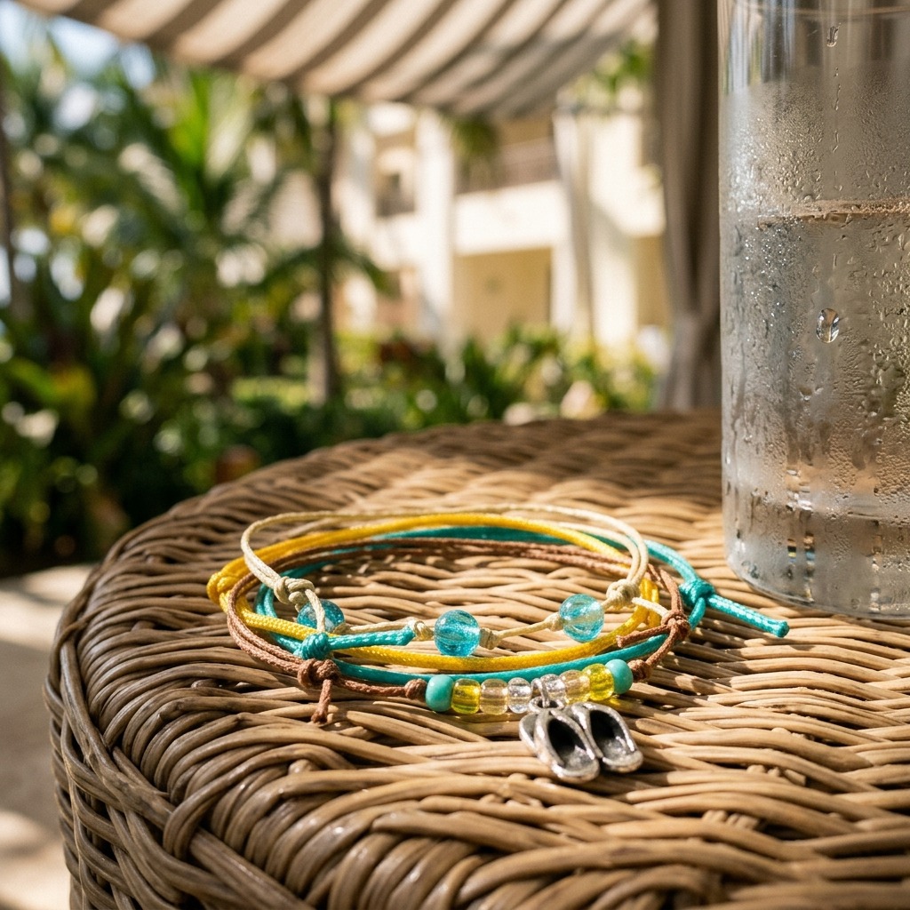 Your poolside plans get a splash of beachy personality with this four-piece Flip Flop Bracelet Style Pack