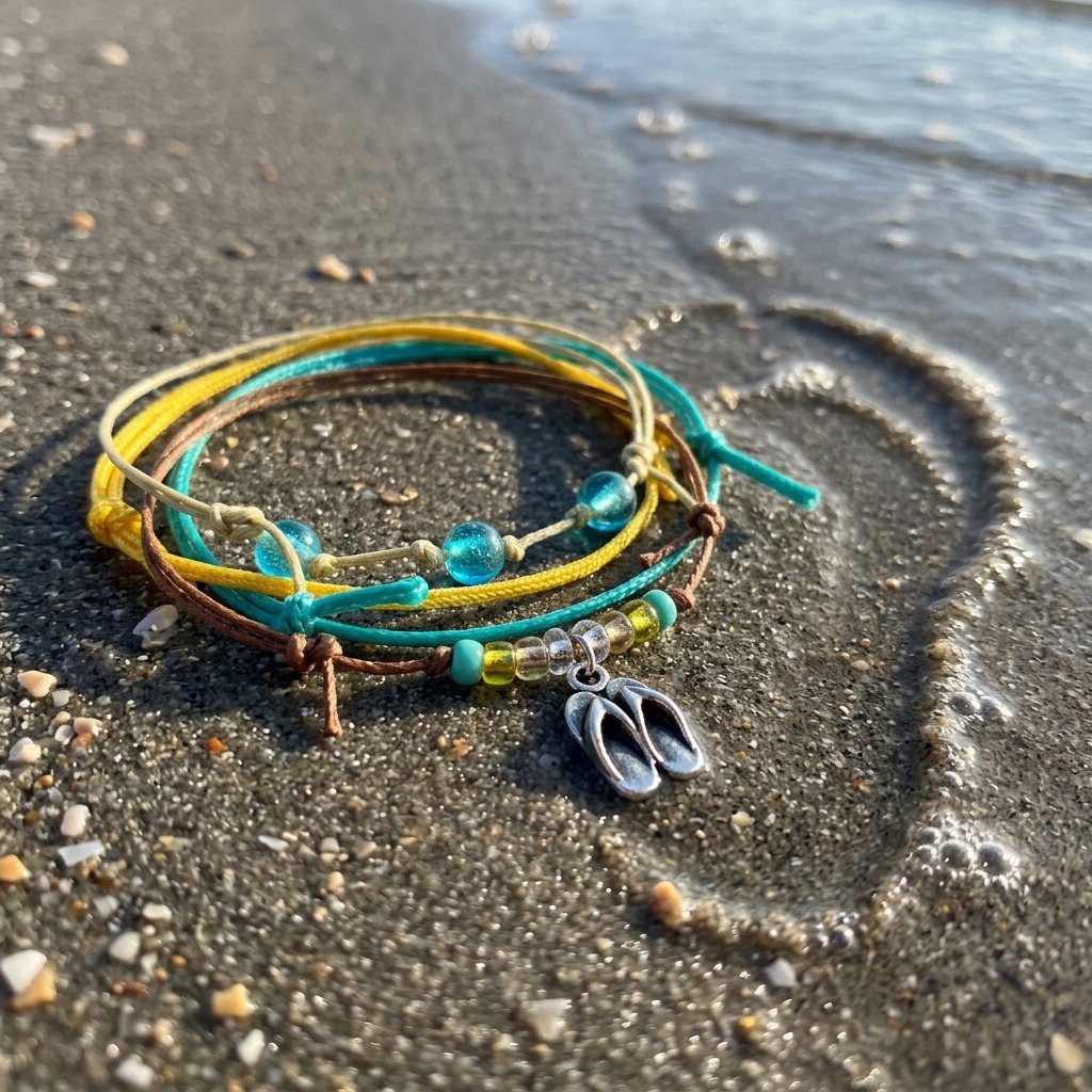 Your beach days deserve a little extra sunshine with this Flip Flop Bracelet Style Pack featuring a silver-tone flip flop cha