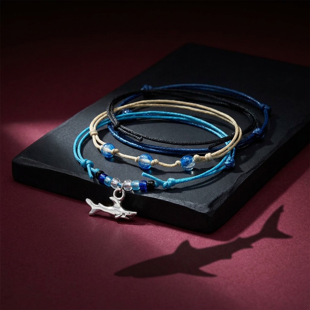Your Shark Bracelet Style Pack lets your fierce side shine with a silver-tone shark charm and four coordinating adjustable br
