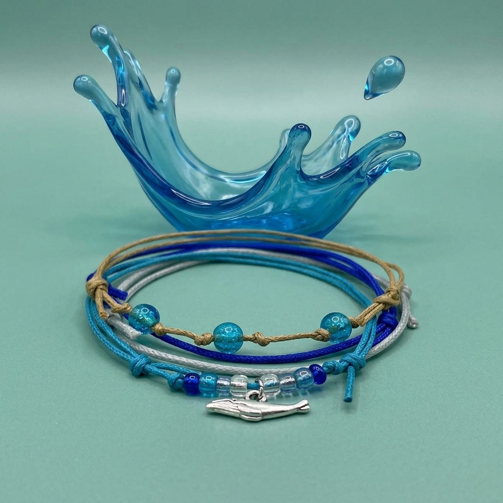 Your Whale Bracelet Style Pack makes a fun little splash with its silver-tone whale charm and blue glass beads