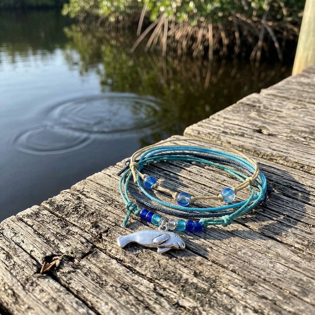 Take a little Florida calm wherever you go with the Manatee Bracelet Style Pack and its adorable silver-tone manatee charm