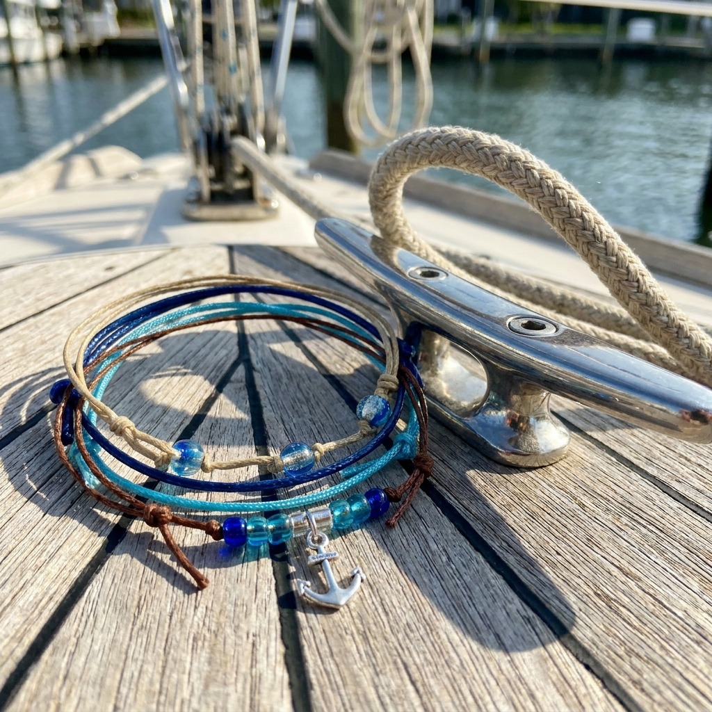 Your Anchor Bracelet Style Pack brings a nautical touch to your next day on the water with four adjustable bracelets in blue,