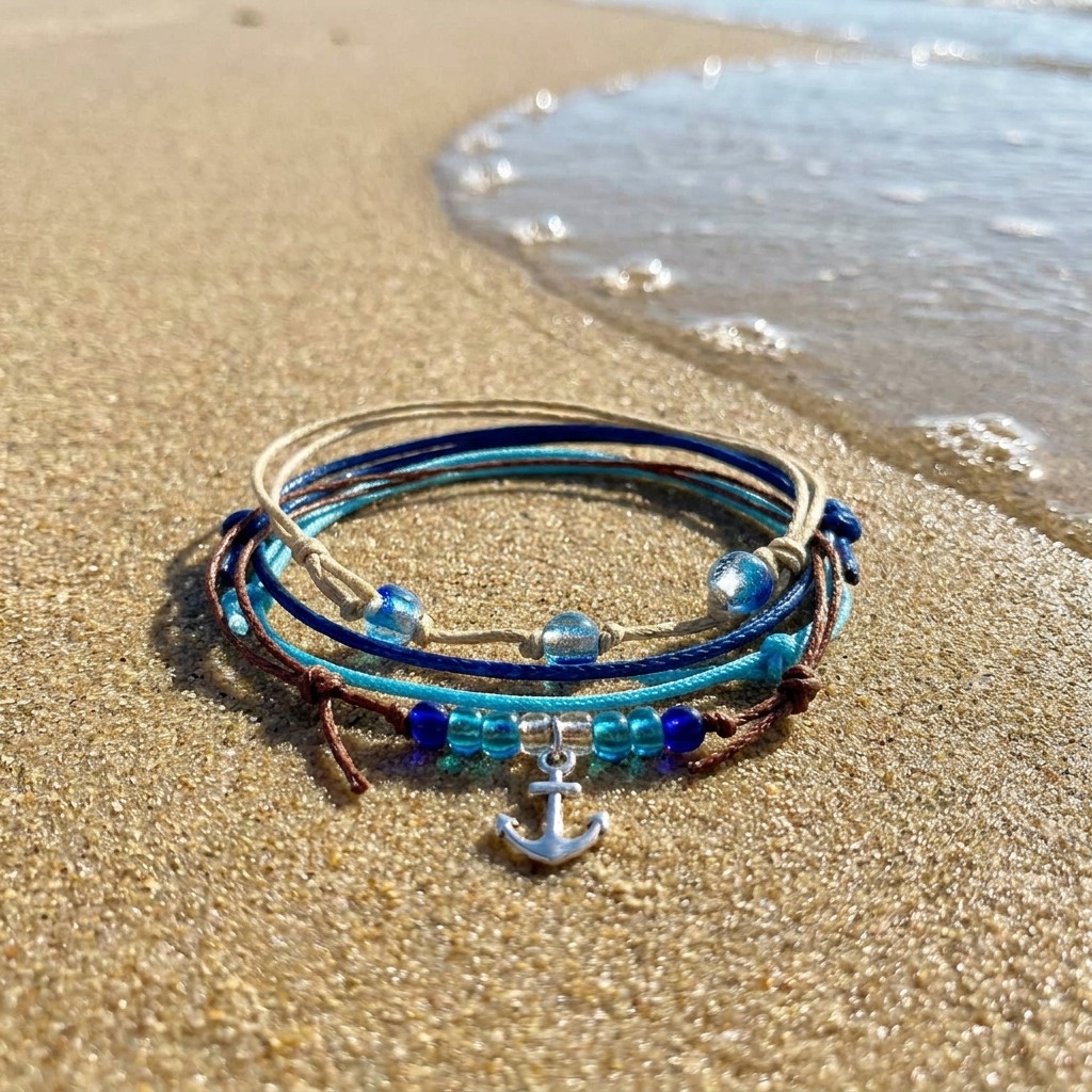 Your Anchor Bracelet Style Pack brings a little seaside personality to your beach vacation with its coastal-colored bracelet