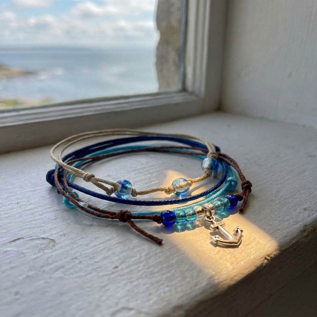 Your Anchor Bracelet Style Pack brings lighthouse-trip memories into everyday style with its four coastal-colored bracelets
