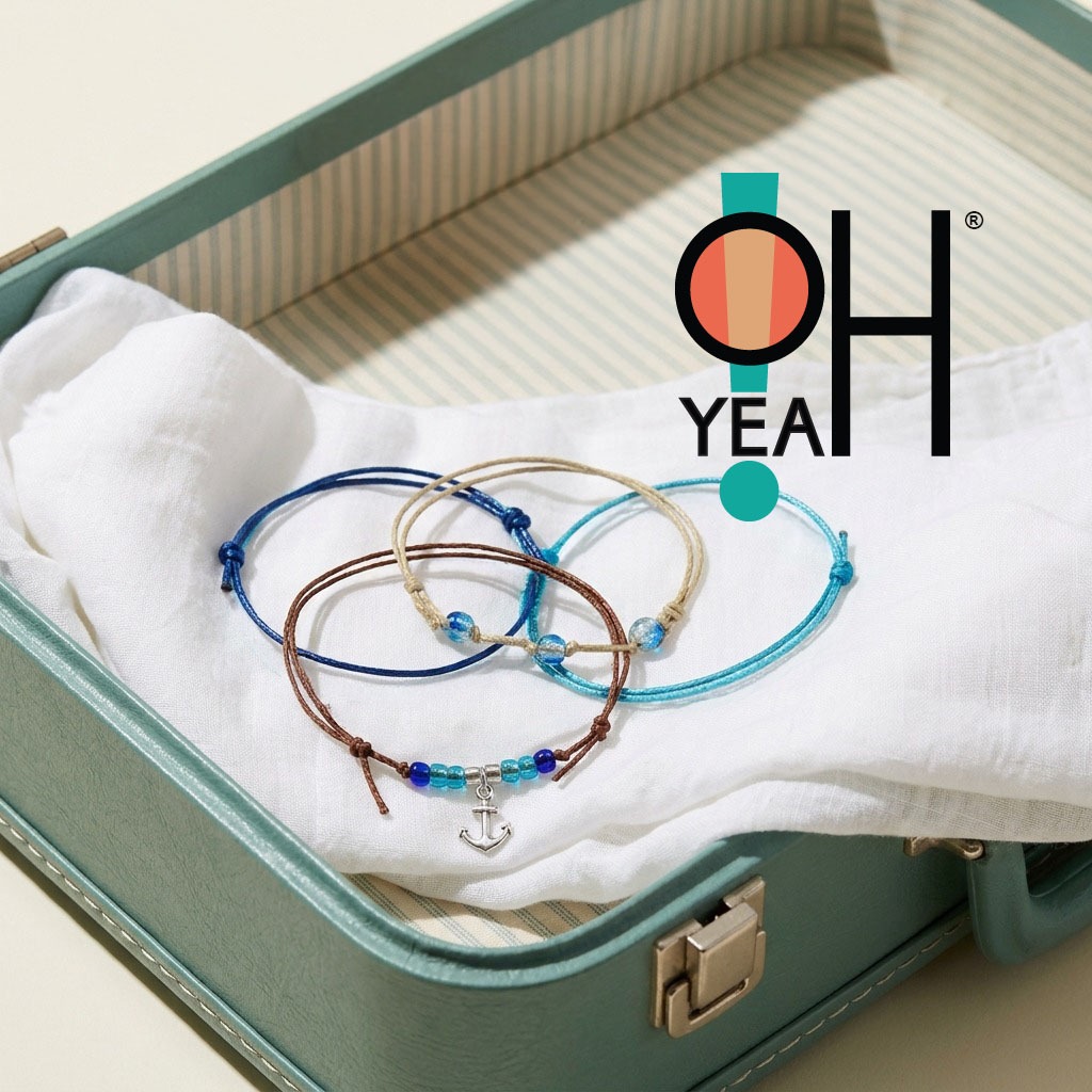 Your Anchor Bracelet Style Pack is ready for your next cruise vacation with four adjustable bracelets in classic coastal colo