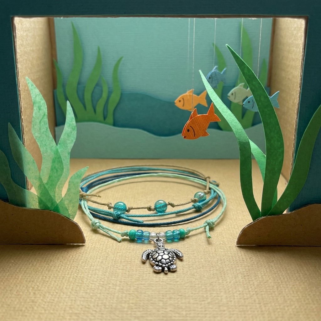 Your favorite ocean animal steals the scene with this green Sea Turtle Bracelet Style Pack