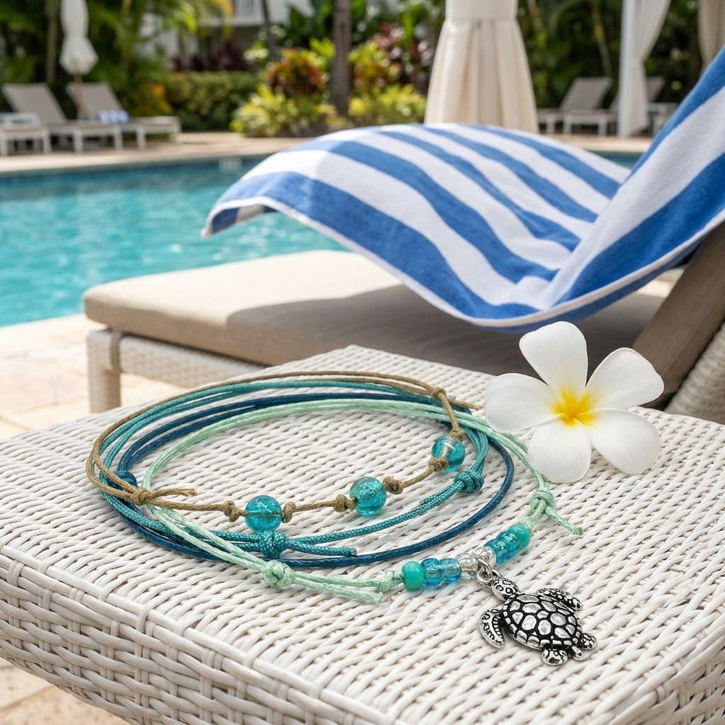 Your sunny-day bracelet stack gets an ocean-loving twist with this green sea turtle set
