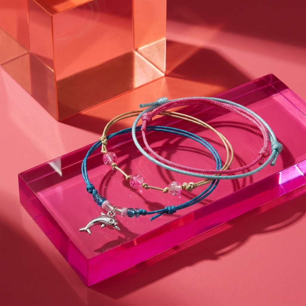 Add a pop of pink to your ocean-loving style with the Dolphin Bracelet Style Pack Pink, a 4-piece stack with a silver-tone do