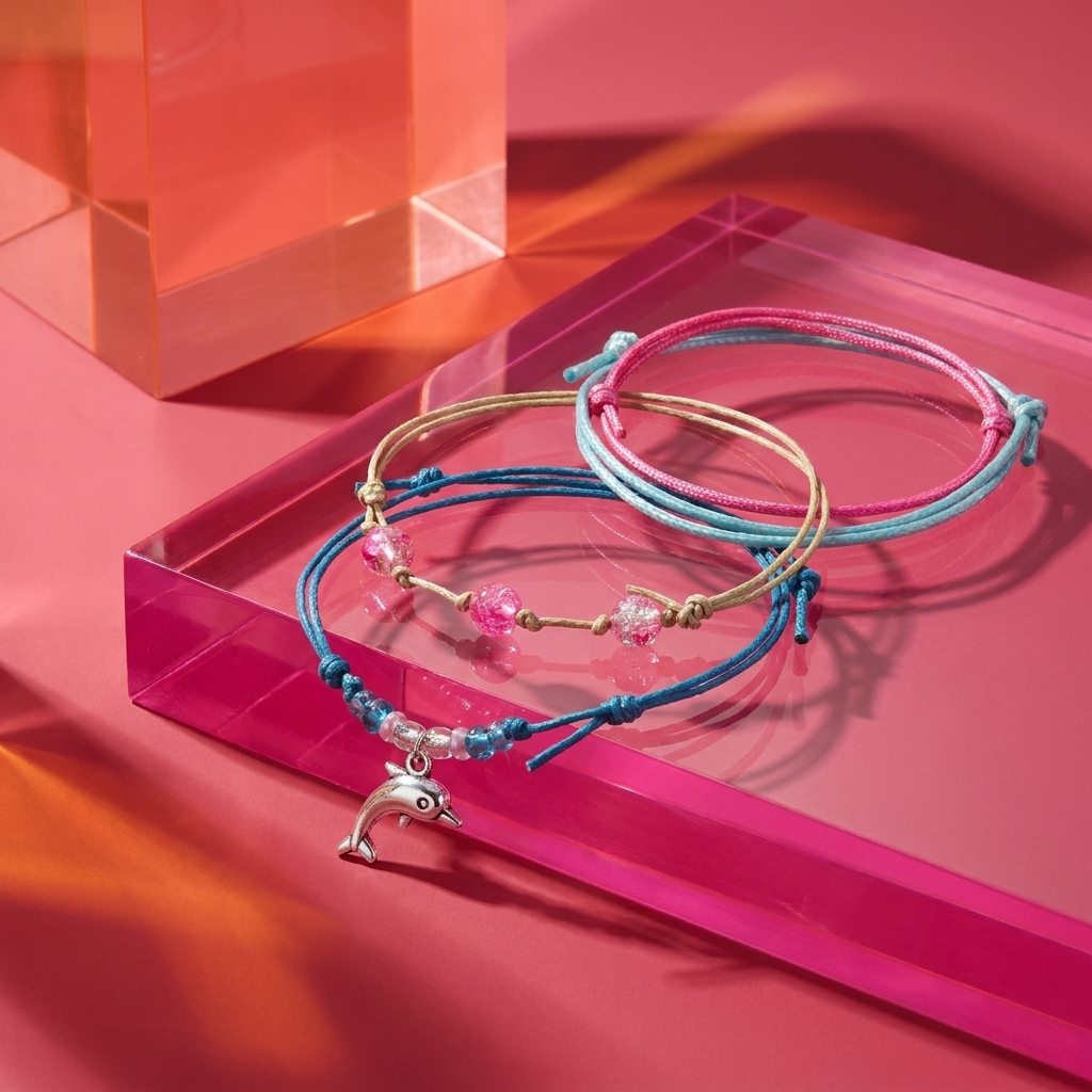 Add a pop of pink to your ocean-loving style with the Dolphin Bracelet Style Pack Pink, a 4-piece stack with a silver-tone do