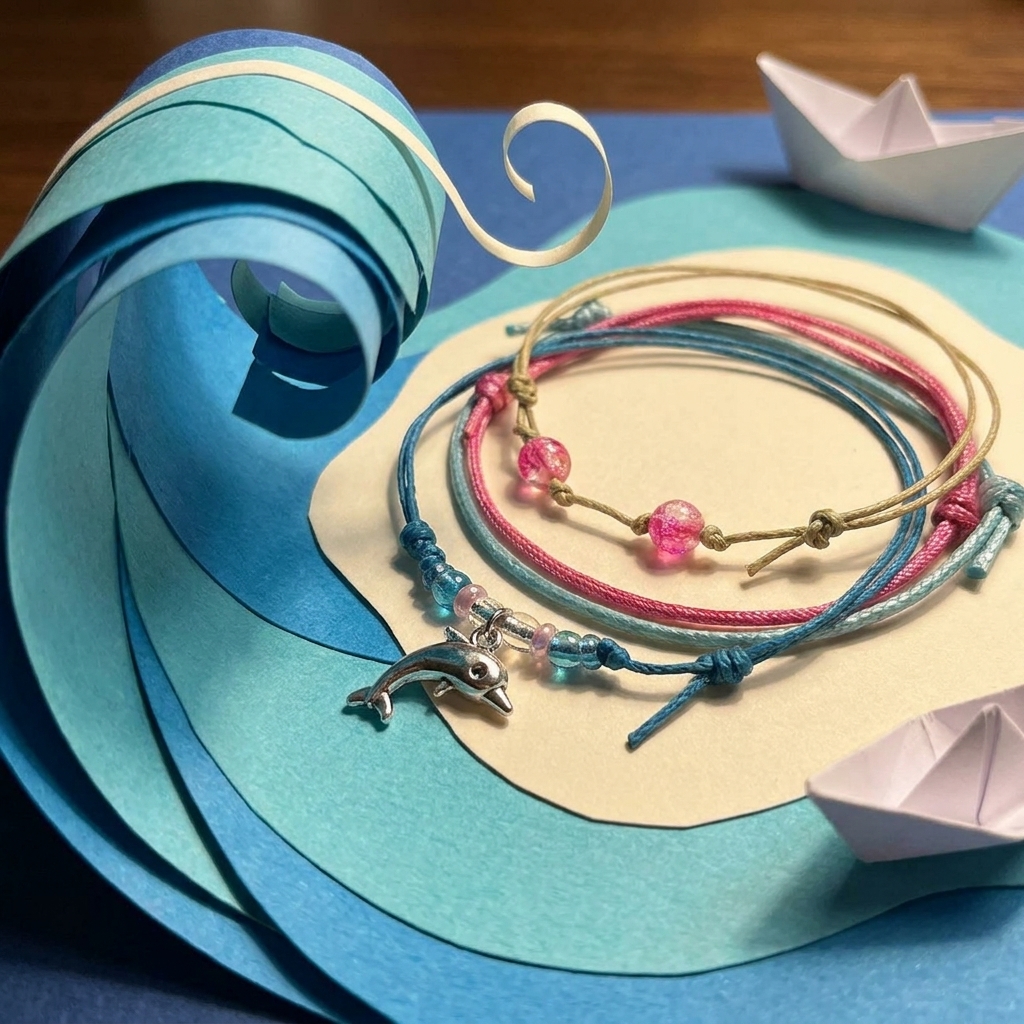 Let your playful side swim free with the Dolphin Bracelet Style Pack Pink, featuring four adjustable bracelets and a silver-t