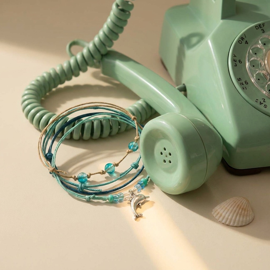 Answer the call of the ocean with the Dolphin Bracelet Style Pack Green, featuring four coordinating adjustable bracelets and