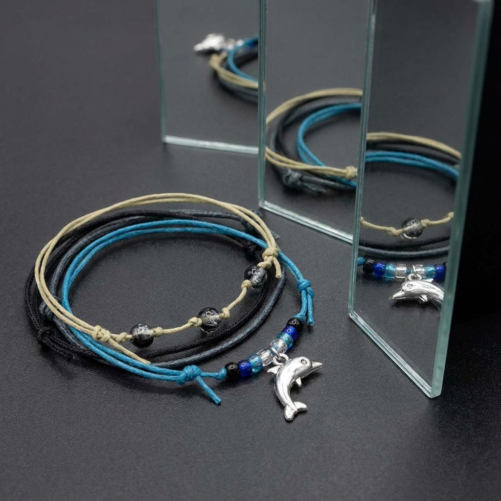 You can keep your love of ocean adventures close with this adjustable four-piece Dolphin Bracelet Style Pack