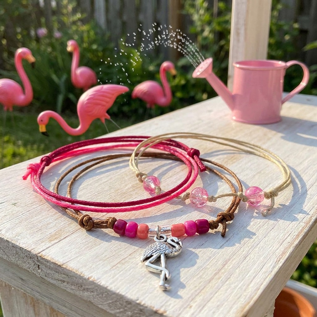 Your Flamingo Bracelet Style Pack brings a wink of flamingo fun to your collection with a bright pink four-bracelet stack