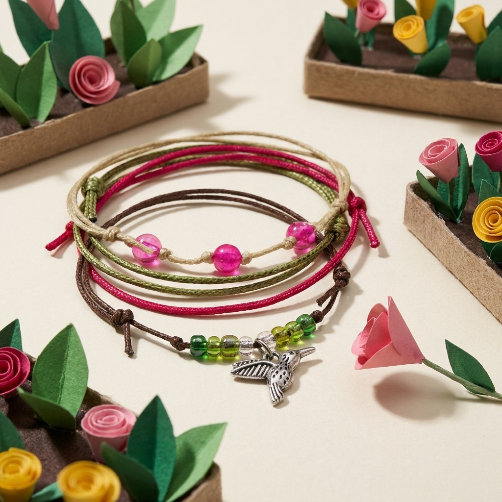 Let your love of hummingbird gardens show with a colorful bracelet set featuring a silver-tone hummingbird charm