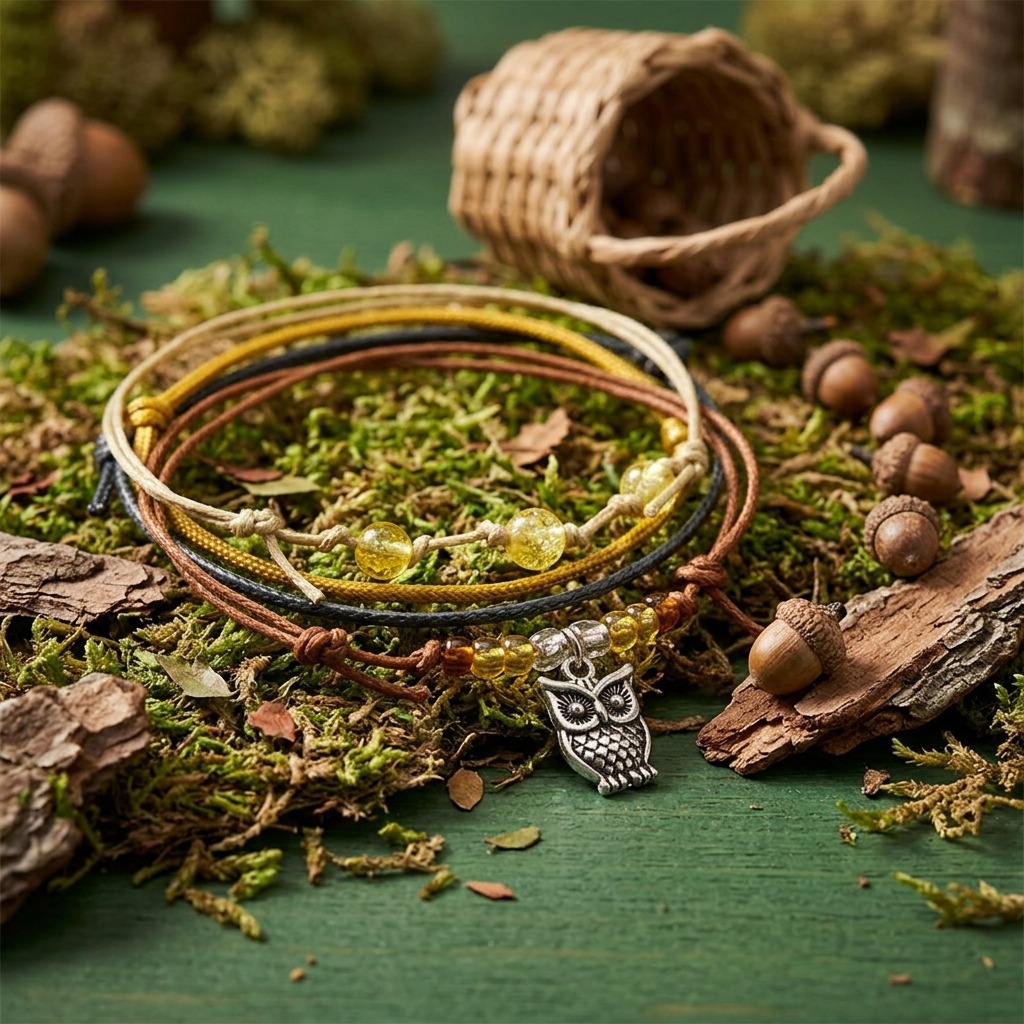 Your Owl Bracelet Stack brings a little woodland mischief to your jewelry collection with four adjustable bracelets and an ad
