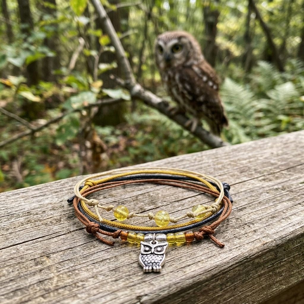 Your Owl Bracelet Set celebrates your love of wildlife with four adjustable bracelets and a detailed silver-tone owl charm