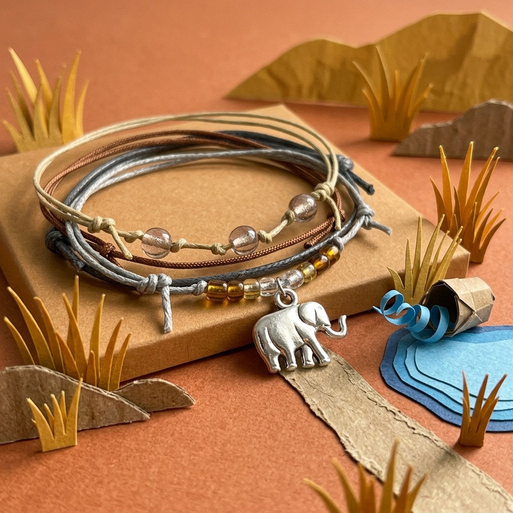 Your wild side gets a playful twist with this four-piece Elephant Bracelet Stack and its silver-tone elephant charm