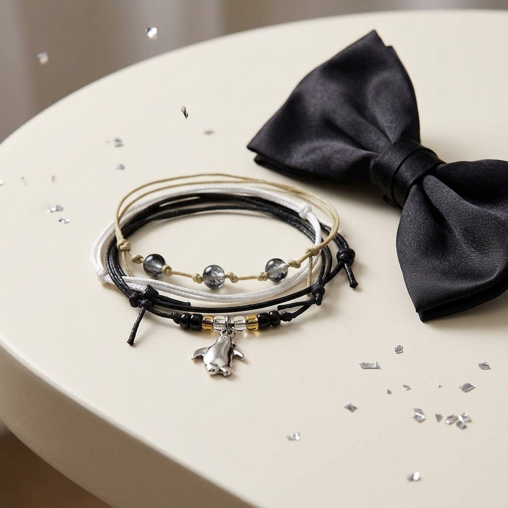 Your Penguin Bracelet Style Pack puts a cheeky spin on classic black-and-white style