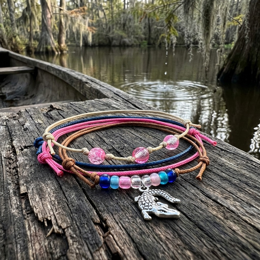 Give your love for bayou adventures a playful pink twist with this Alligator Bracelet Style Pack