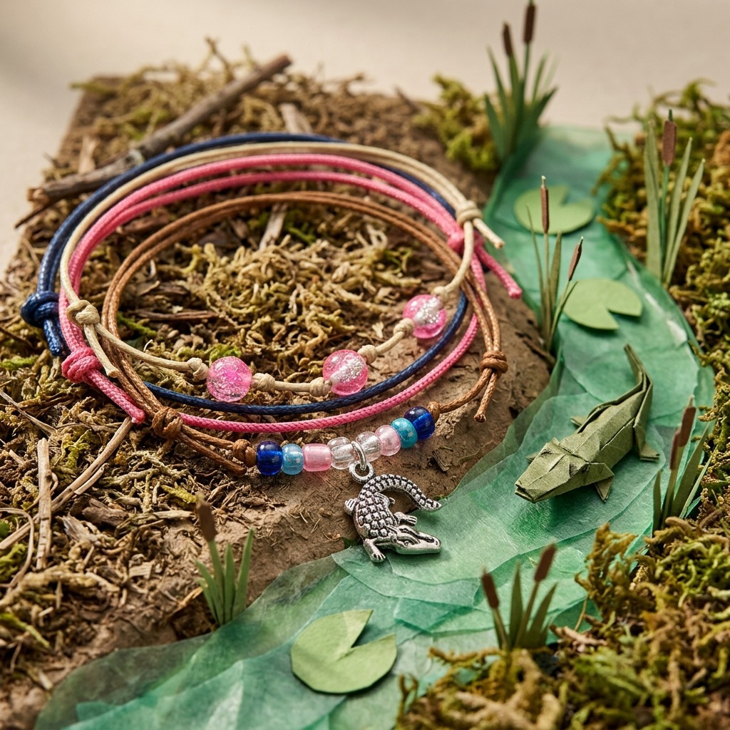 Let your imagination wander through the wetlands with this pink Alligator Bracelet Style Pack