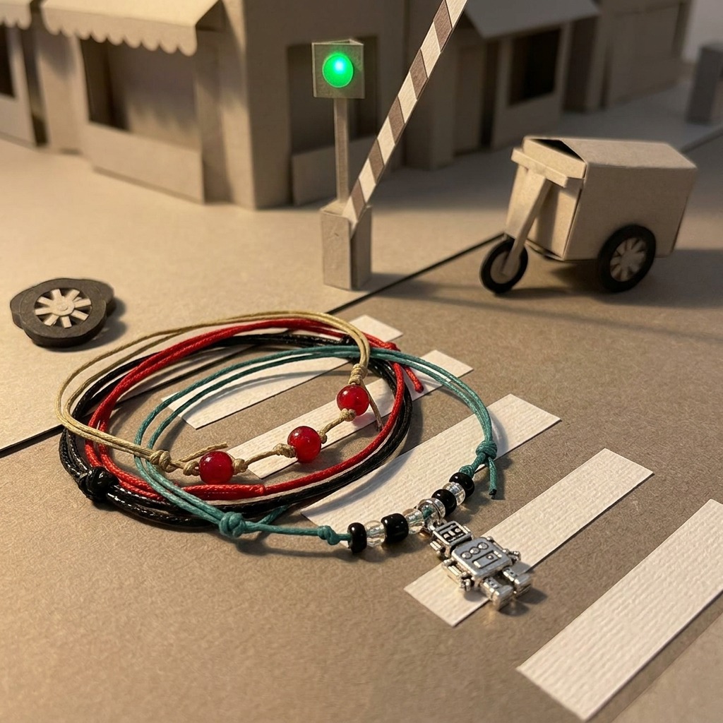 Your Robot Bracelet Style Pack puts a playful spin on robot jewelry with a silver-tone robot charm and four colorful adjustab