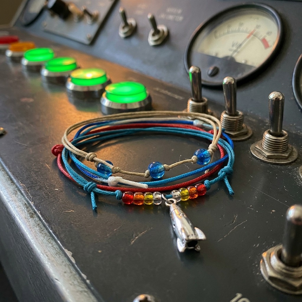 Your Rocket Bracelet Style Pack puts a playful spin on mission-control excitement with a silver-tone rocket charm and four ad