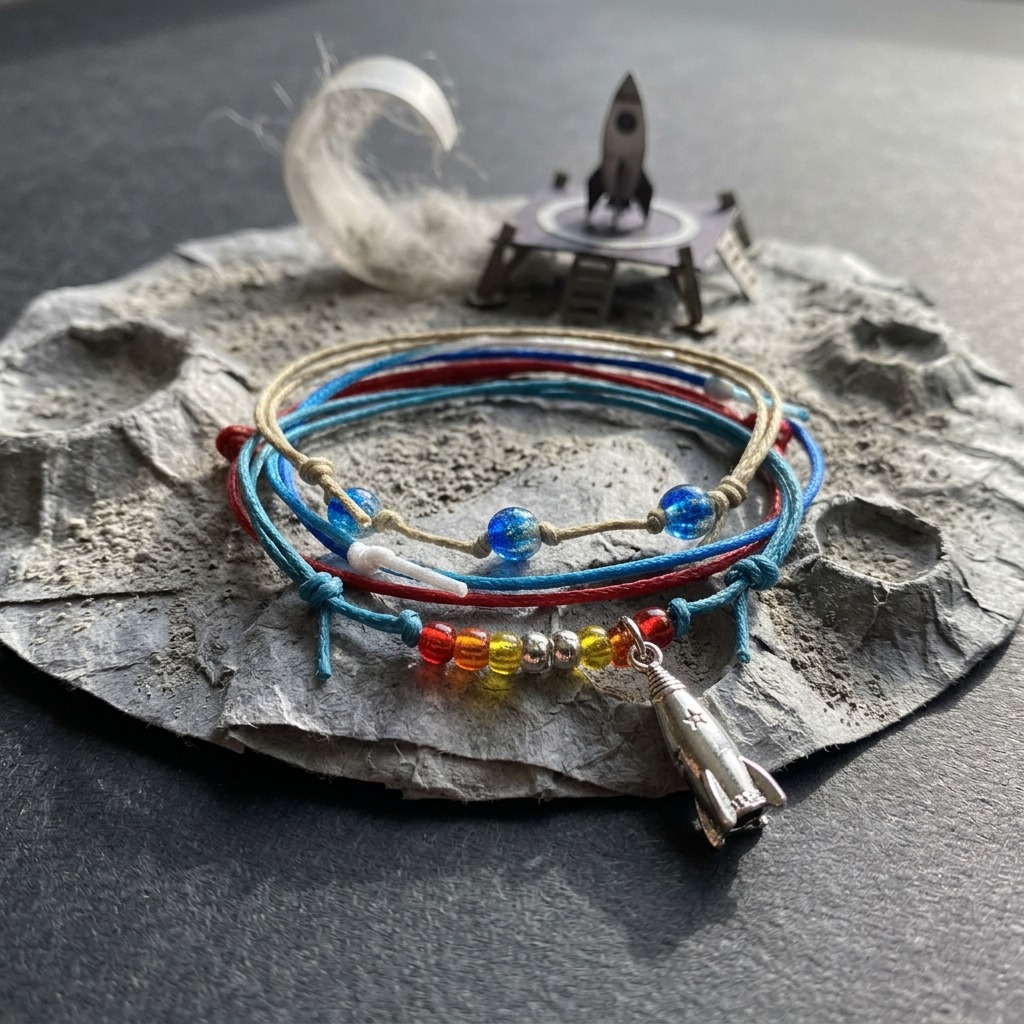 Your Rocket Bracelet Style Pack brings space-exploration fun down to Earth with a silver-tone rocket charm and four colorful