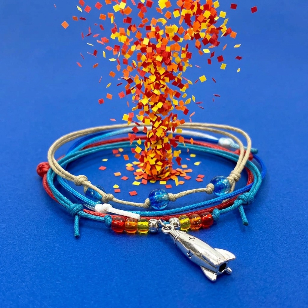 Your Rocket Bracelet Style Pack is ready for some serious blast-off fun with four colorful adjustable bracelets and a silver-