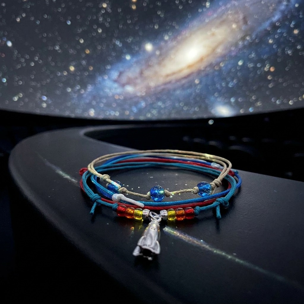 Your Rocket Bracelet Style Pack is ready for a night under the stars with four adjustable bracelets in blue, red and beige